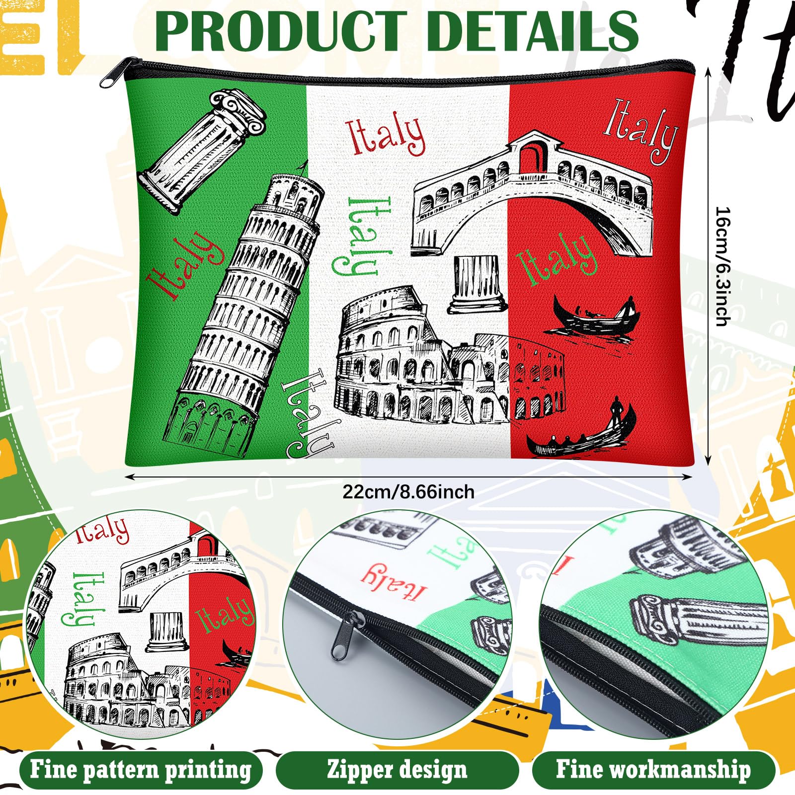 Sachet souvenir Bulyoou Italie, motif ville, idéal comme cadeau