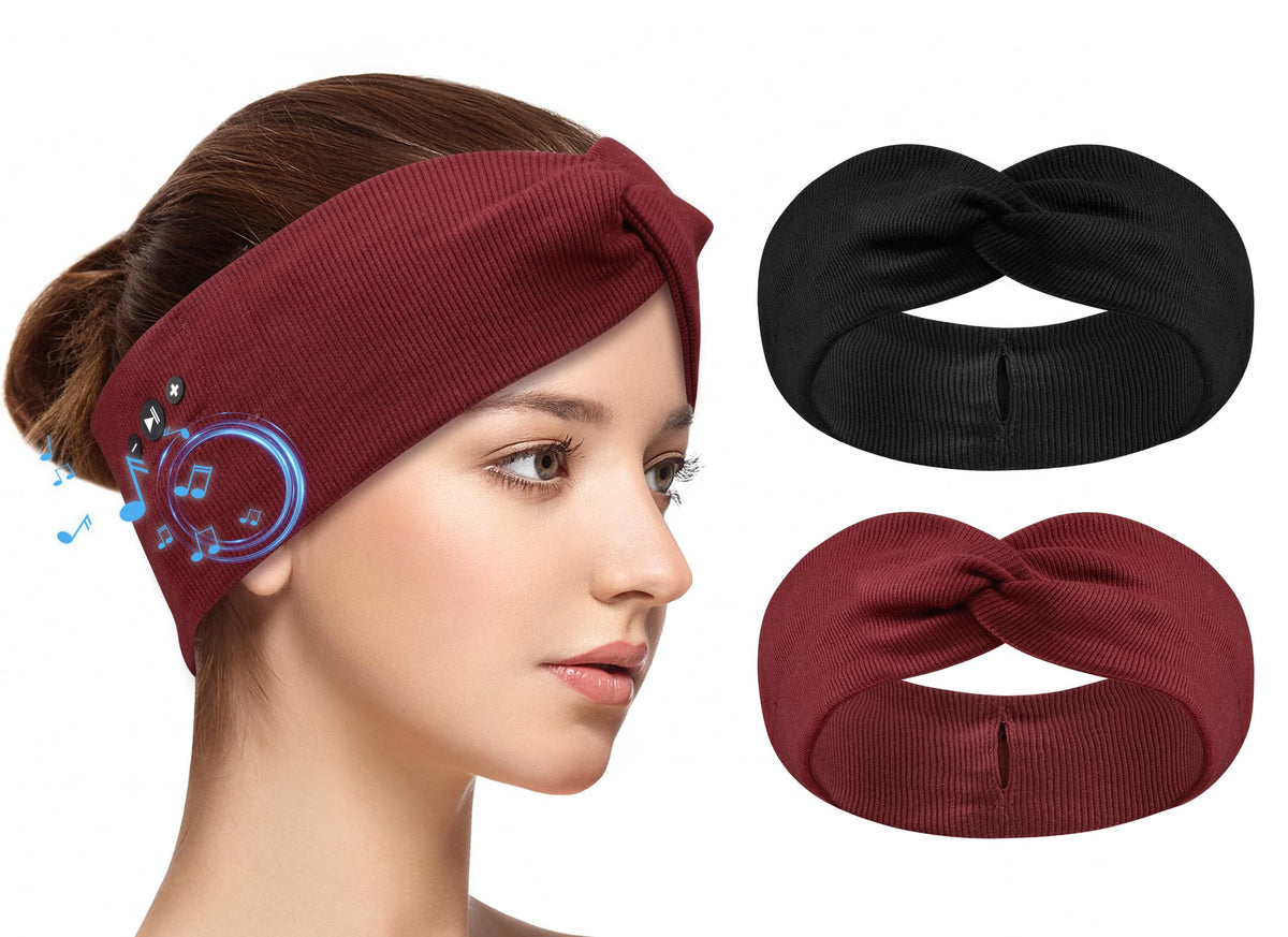 BULYPAZY bandeau rouge avec design torsadé et confort pour entraînement