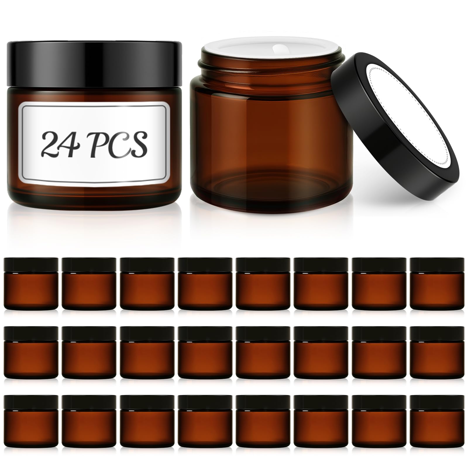 Bocaux Bumobum en verre ambré 60 ml avec pack de 24, parfaits pour échantillons.