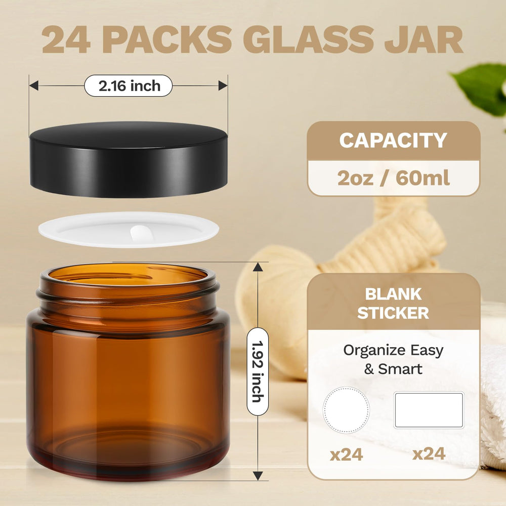 Doublures intérieures incluses pour bocaux en verre ambré 60 ml.