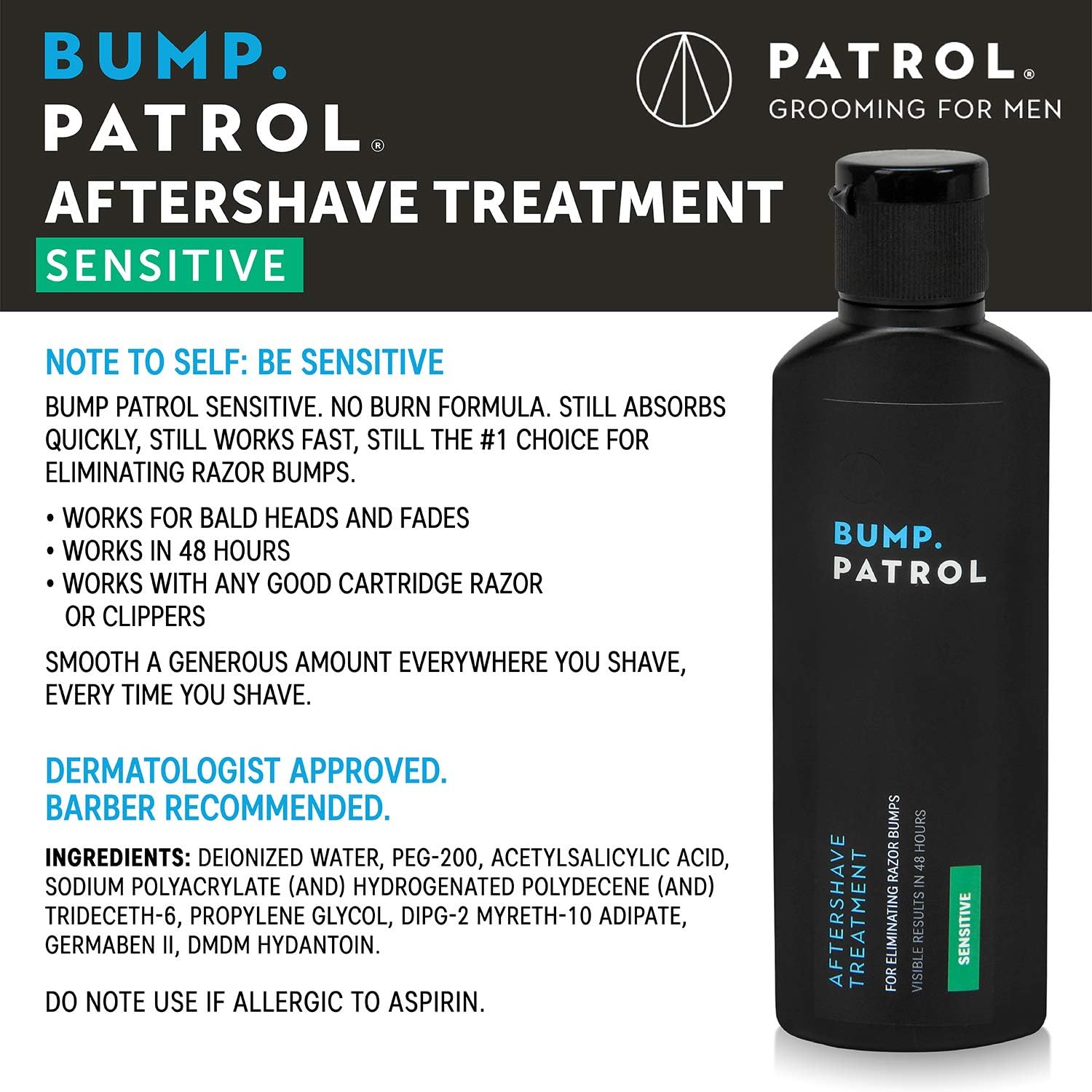 Bump Patrol sans alcool après-rasage, hydratant et non gras pour les pores