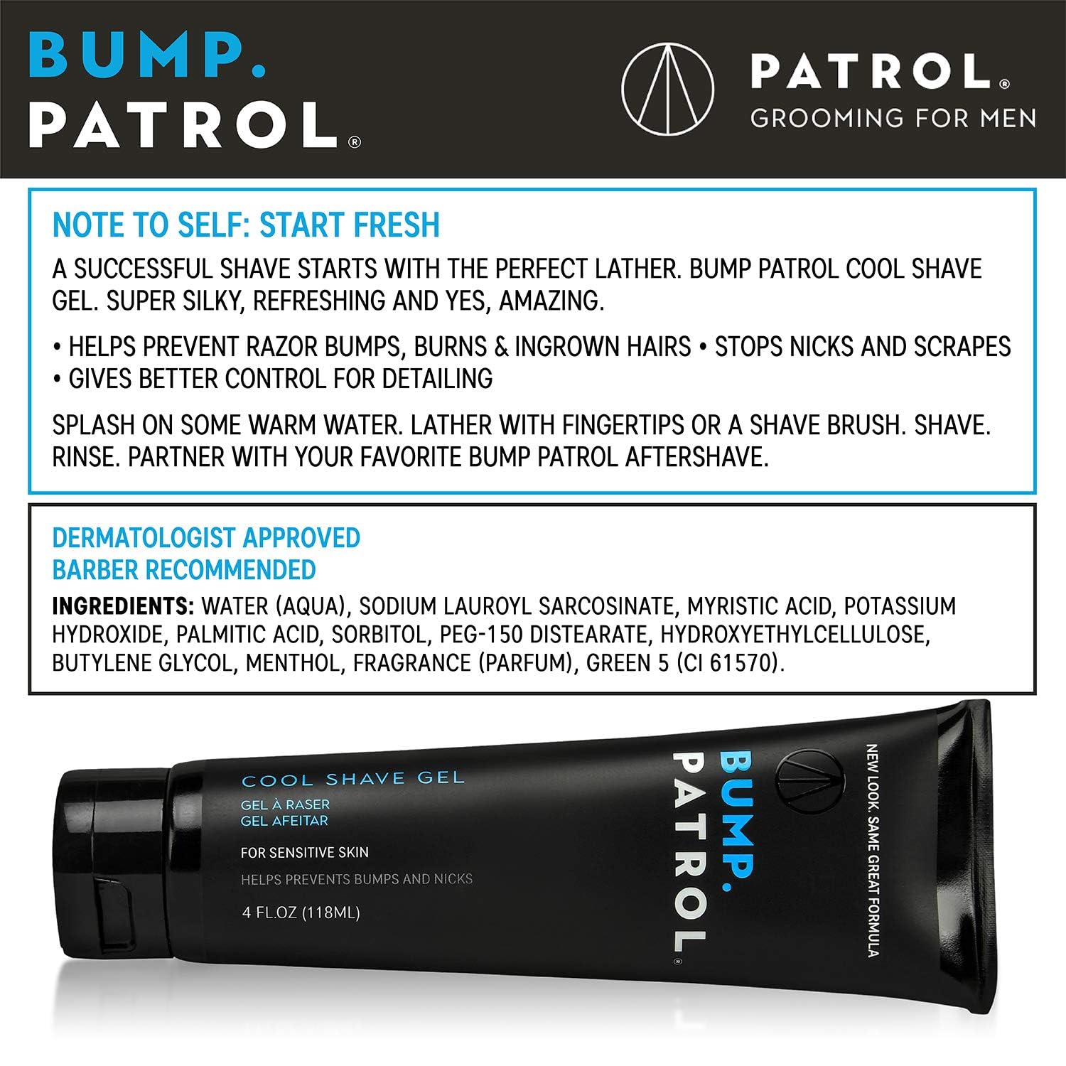 Bump Patrol bouteille de gel translucide prête pour un rasage net
