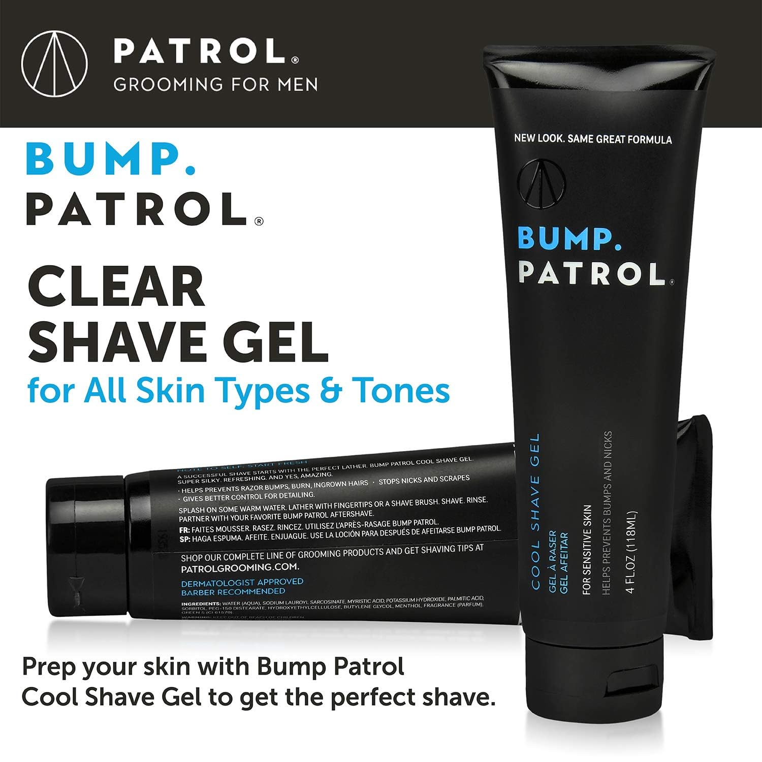 Bump Patrol application facile montre le gel clair pendant le rasage