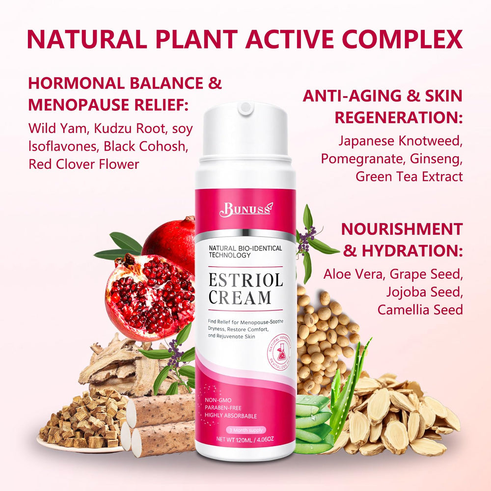 BUNUSS Estriol cream applied to the face for a refreshed feel