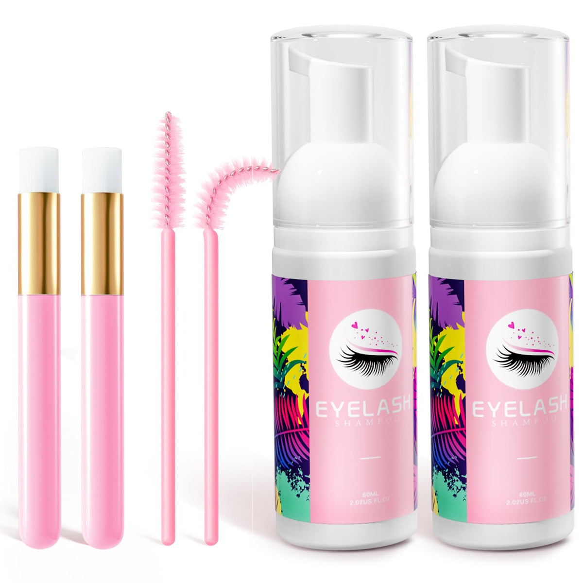Buqikma Shampoing Cils Kit : bouteille de mousse prête pour nettoyer en douceur les cils