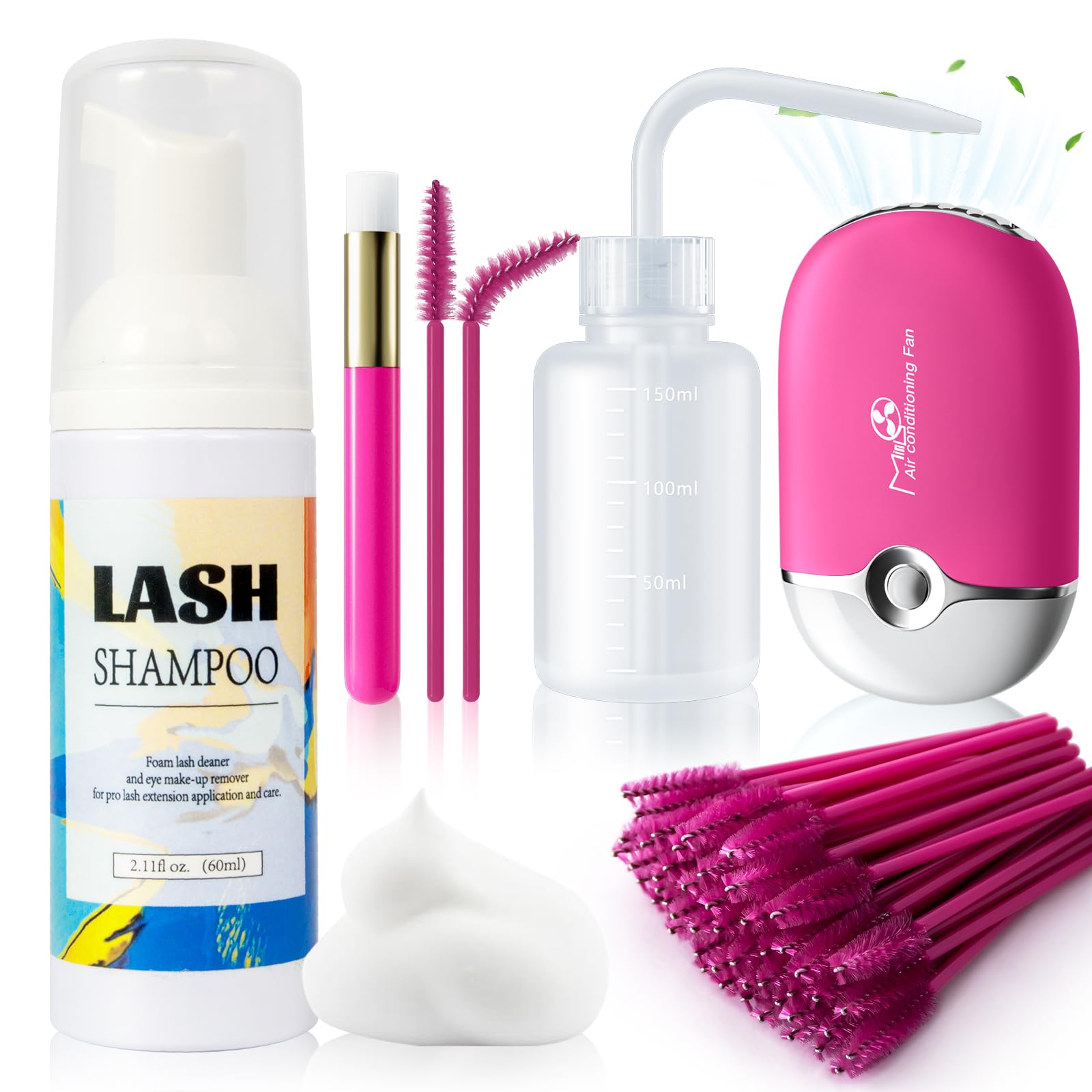 Buqikma Shampoing Cils, flacon 60 ml, nettoie les extensions en douceur.