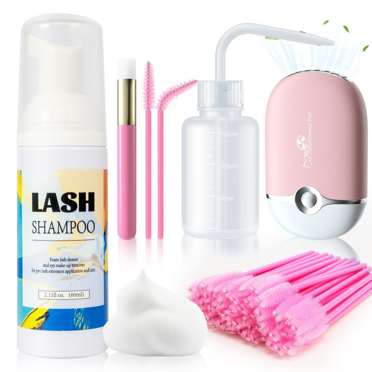 Buqikma Shampooing Cils: flacon 60 ml pour l'entretien des extensions.