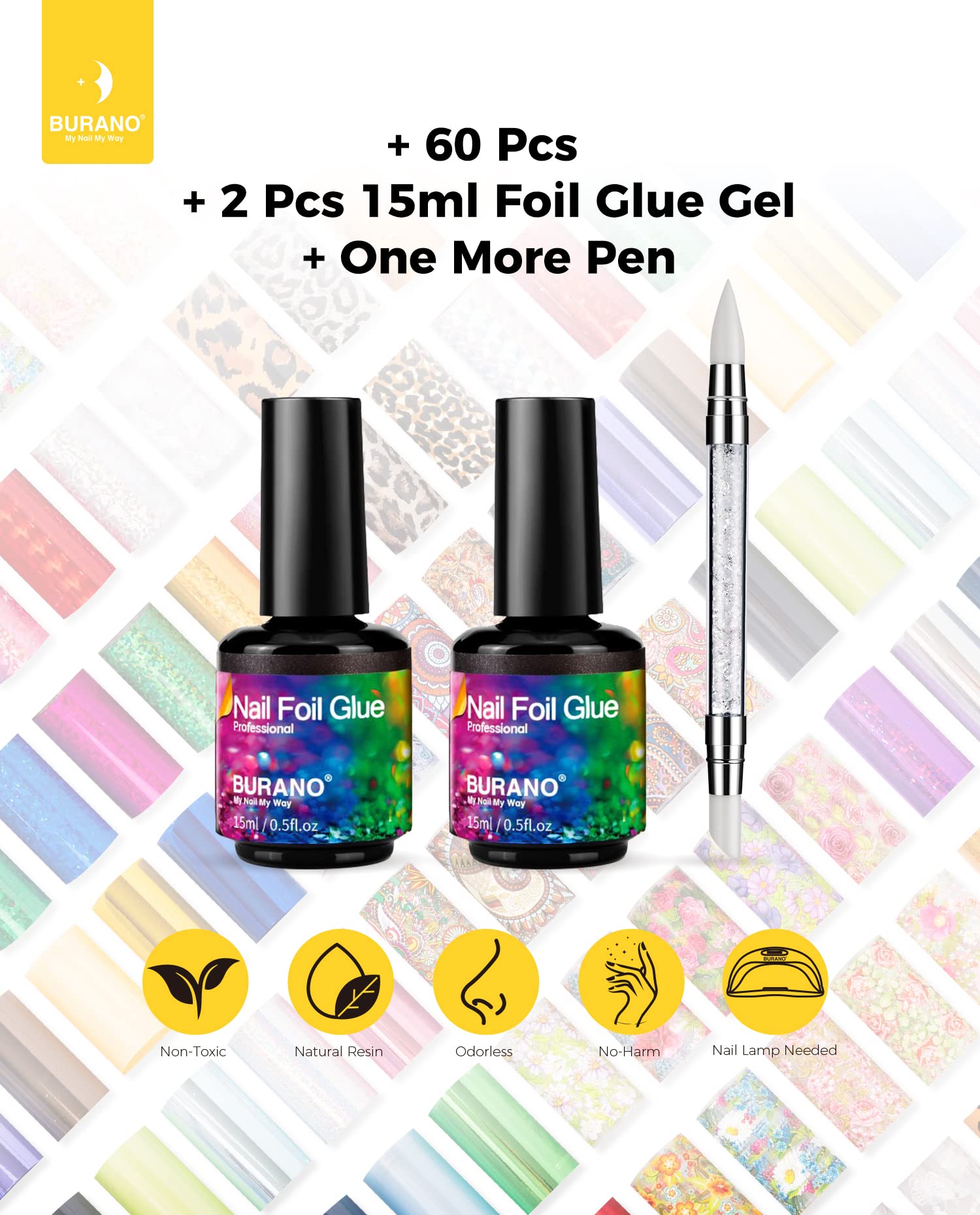 BURANO duo-bouteilles-foil-15ml : stock suffisant pour plusieurs sessions.