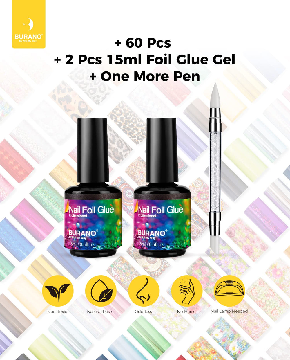 BURANO duo-bouteilles-foil-15ml : stock suffisant pour plusieurs sessions.
