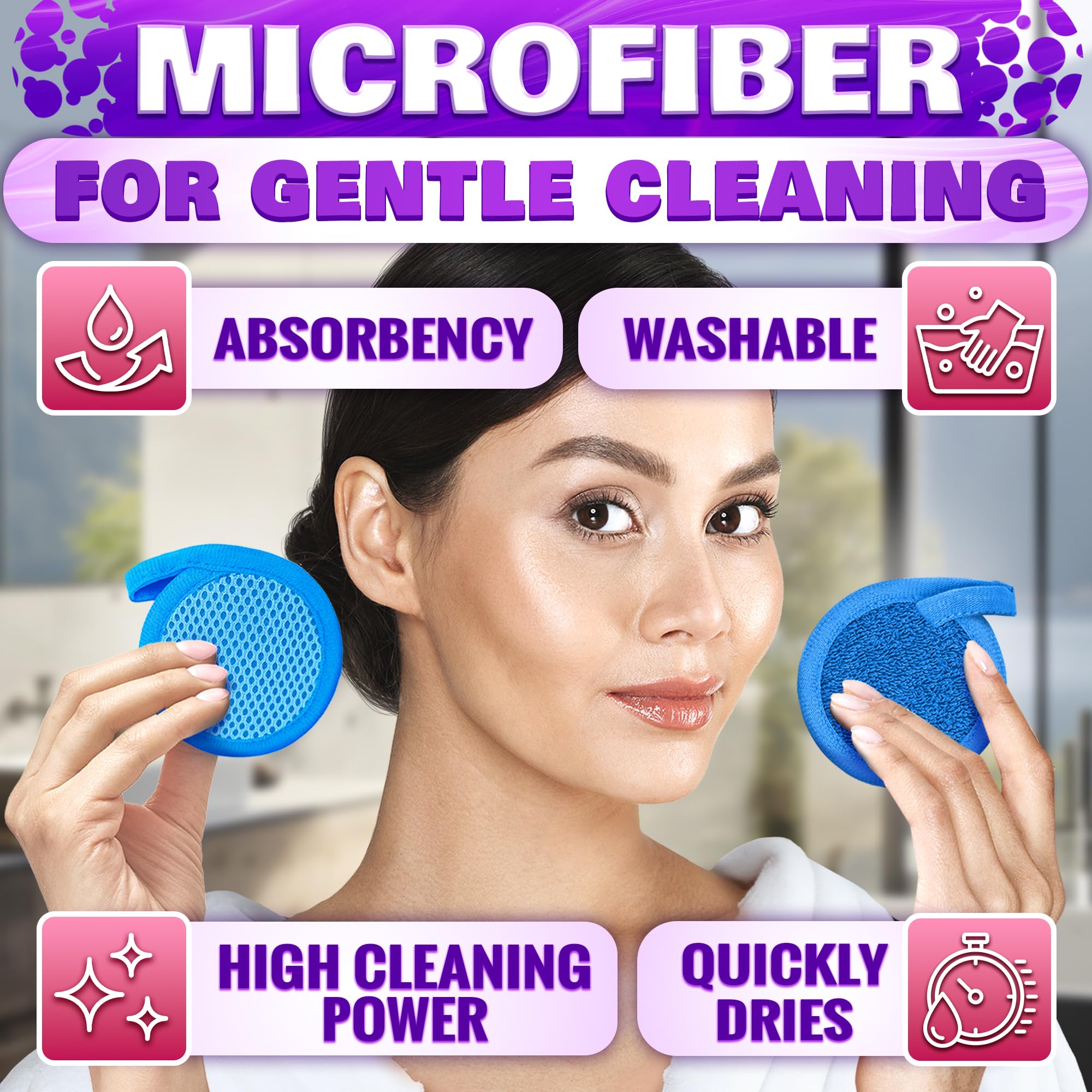 Lingette visage exfoliante en microfibre BURIUS pour tous types de peau.