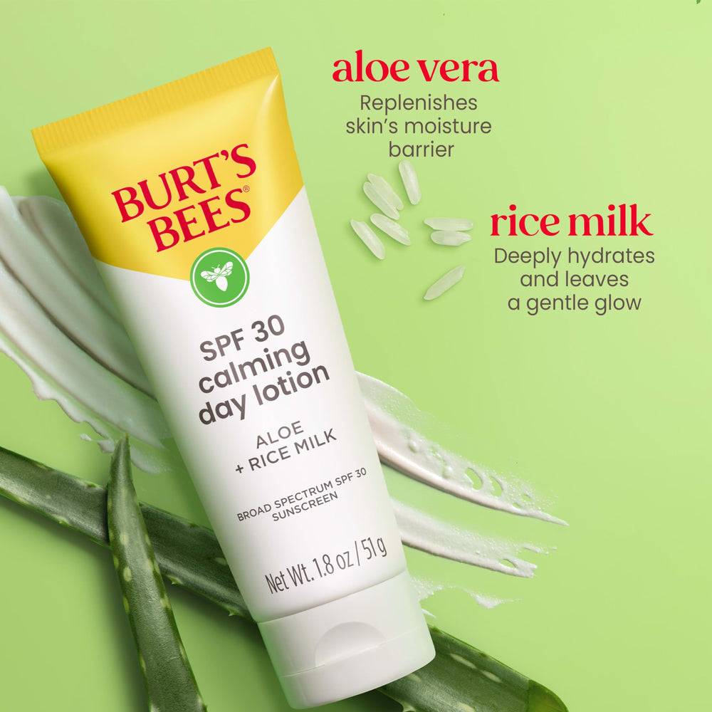 Texture apaisante aloe et lait de riz sur la peau sensible.