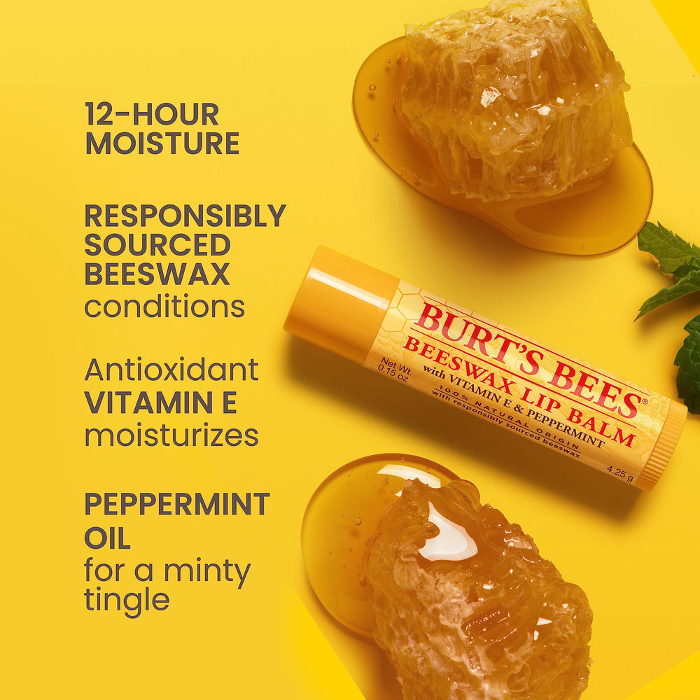 Burt's Bees baume lèvres cire d'abeille, fini doux et nourrissant.