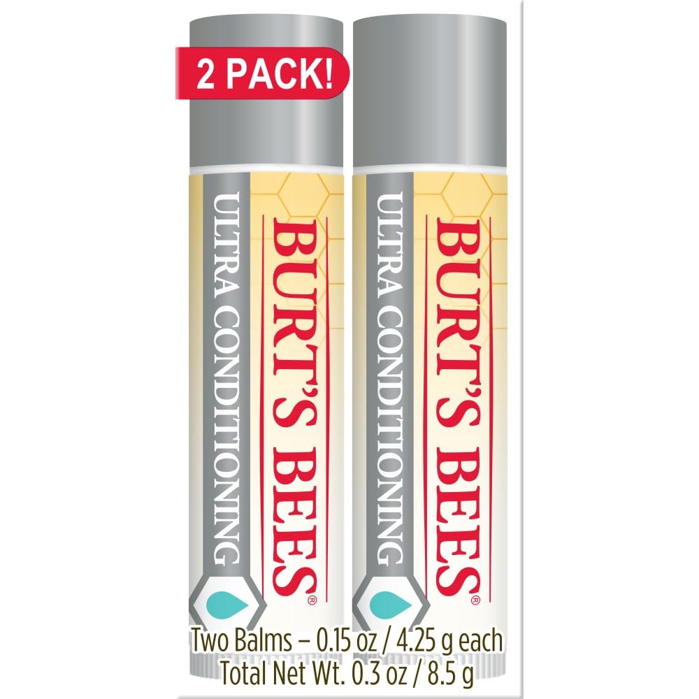 Baume lèvres Burts Bees pack 2 dans emballage élégant, hydratation légère.