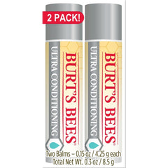 Baume lèvres Burts Bees pack 2 dans emballage élégant, hydratation légère.