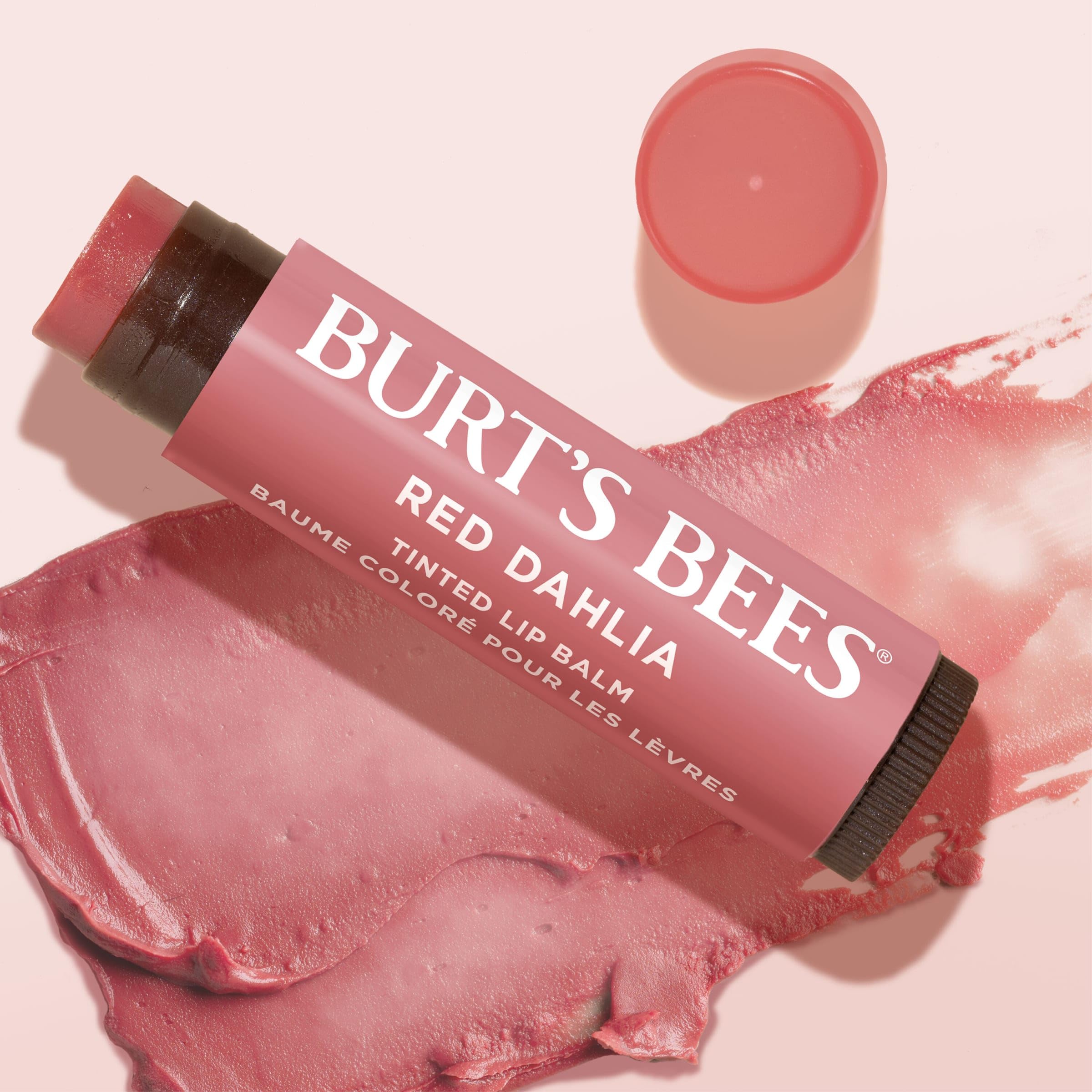 Affichage Burt's Bees teinte Dahlia 2 paquets visibles.