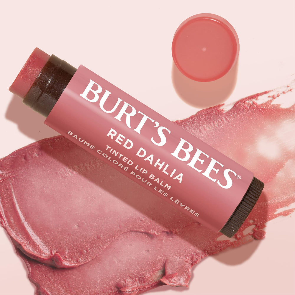 Affichage Burt's Bees teinte Dahlia 2 paquets visibles.