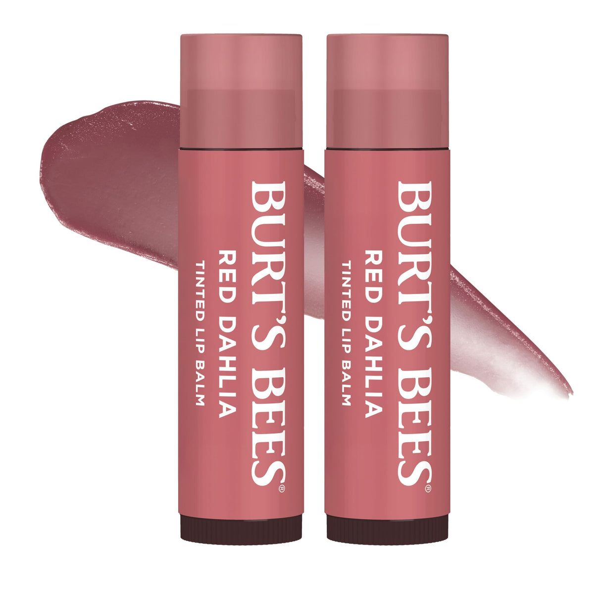 Baume teinté Dahlia de Burt's Bees en duo de deux paquets, pratique pour cadeau.