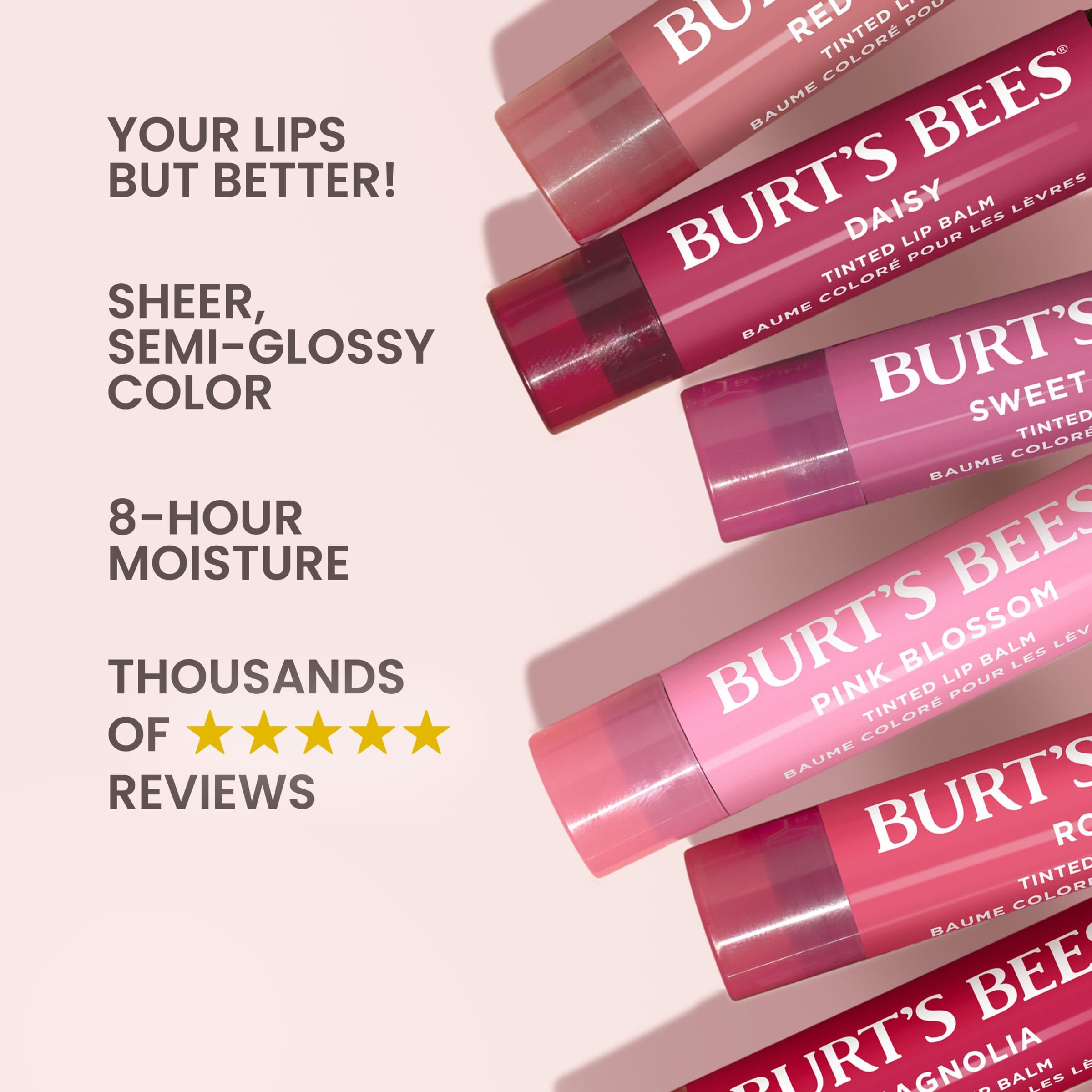 Burt's Bees formule nourrissante avec beurre de karité et cire d’abeille.