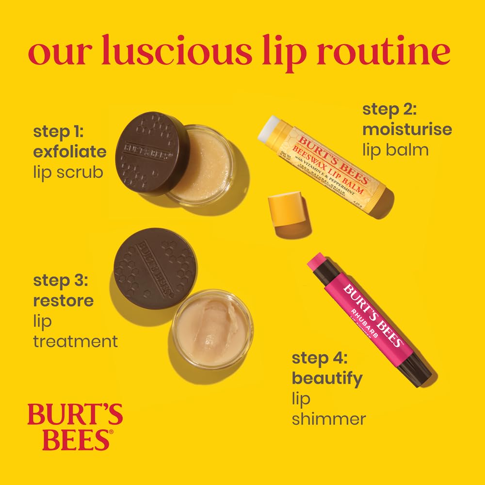 Burt's Bees Brillant à lèvres prune, emballage compact et pratique pour retouches en déplacement.