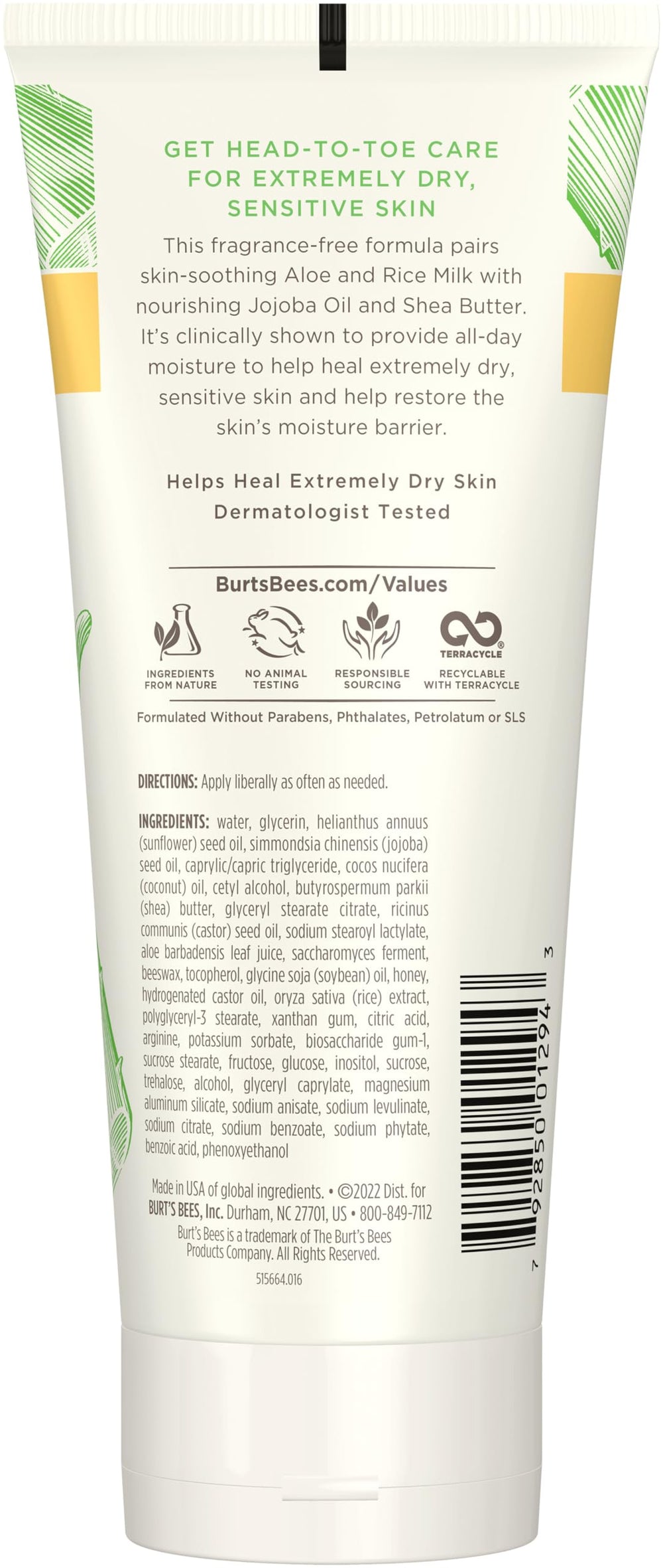 Produit Burt's Bees certifié Leaping Bunny, sans cruauté animale.