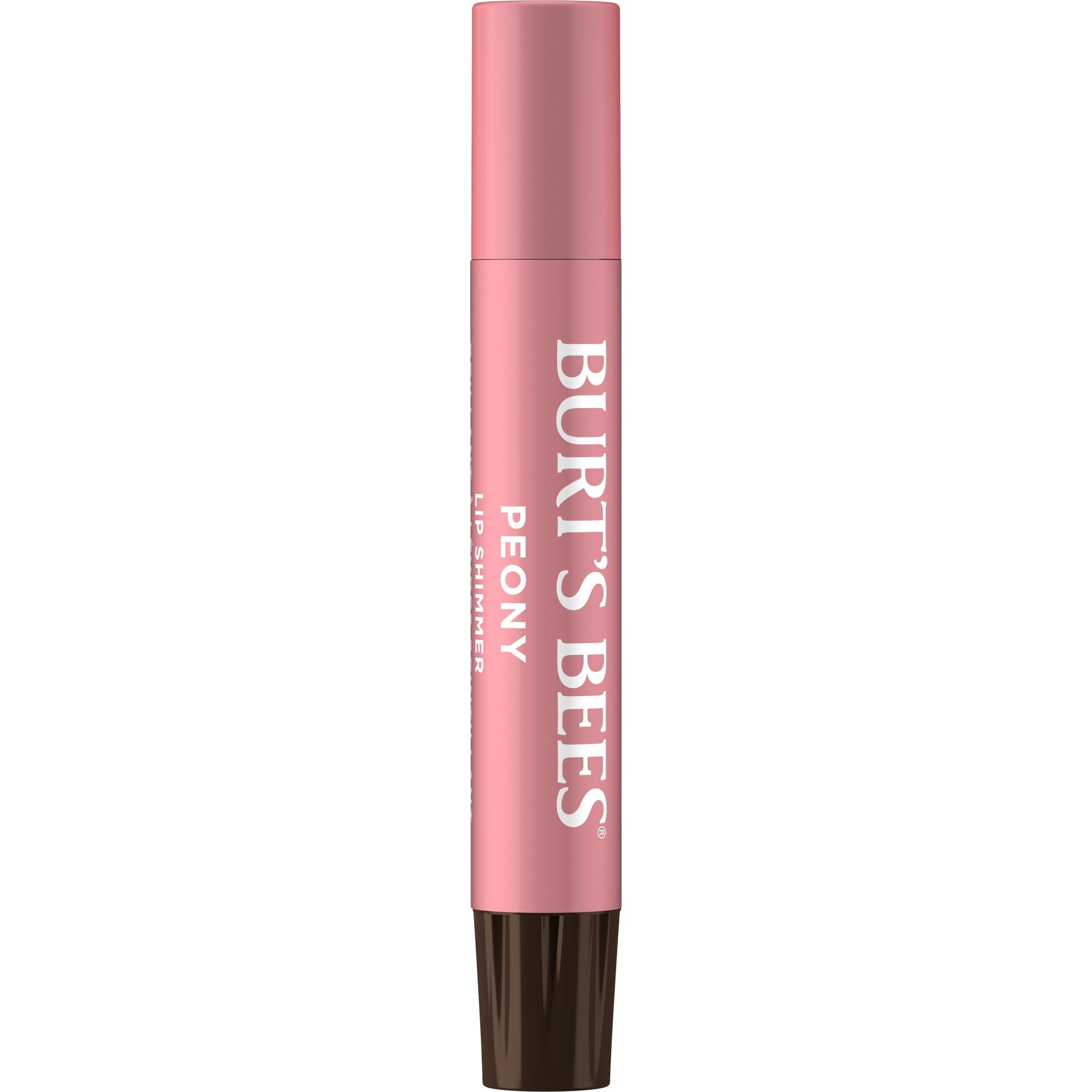 Burt's Bees Lèvres scintillantes Pivoine coffret swatch rosé lumineux et hydratant.