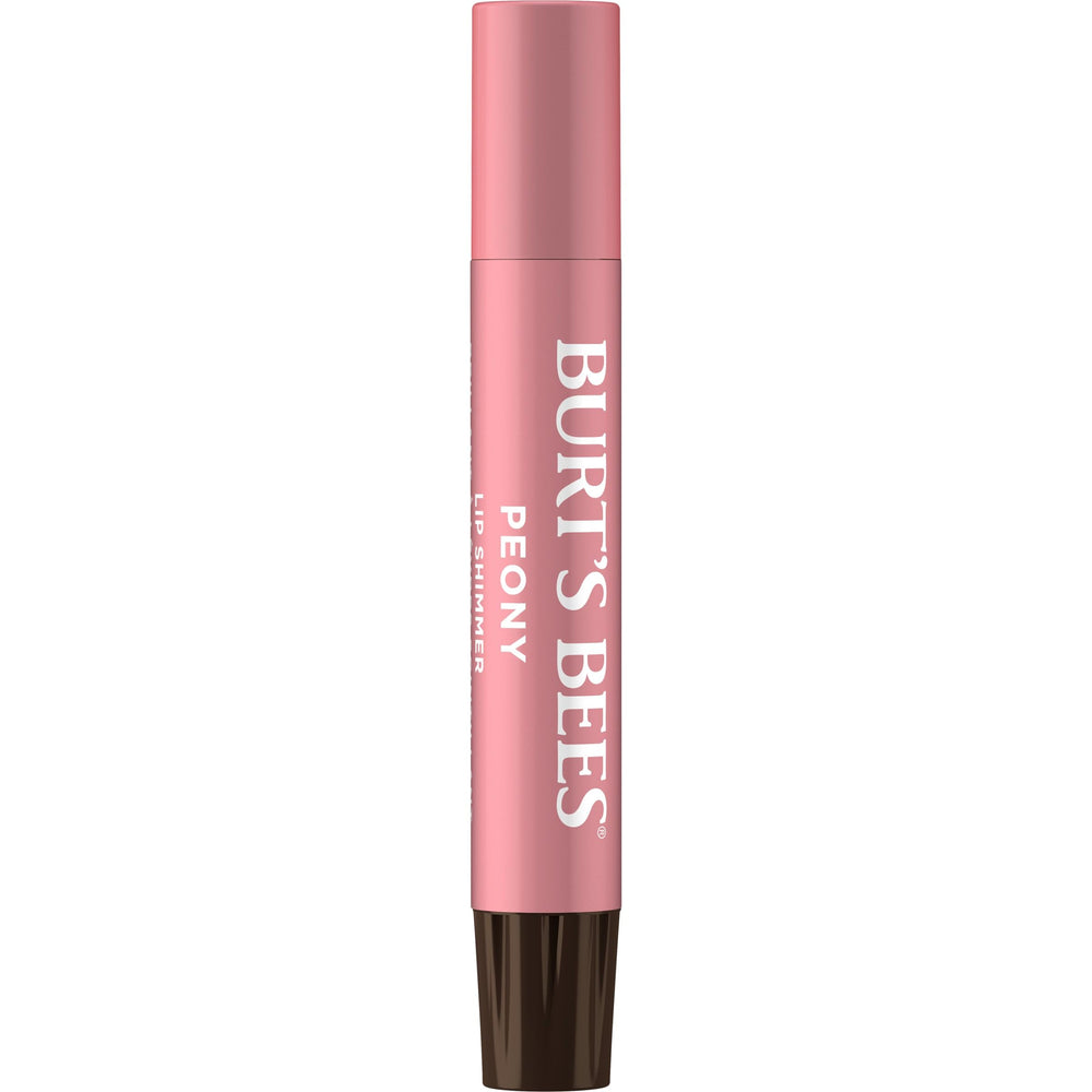 Burt's Bees Lèvres scintillantes Pivoine coffret swatch rosé lumineux et hydratant.