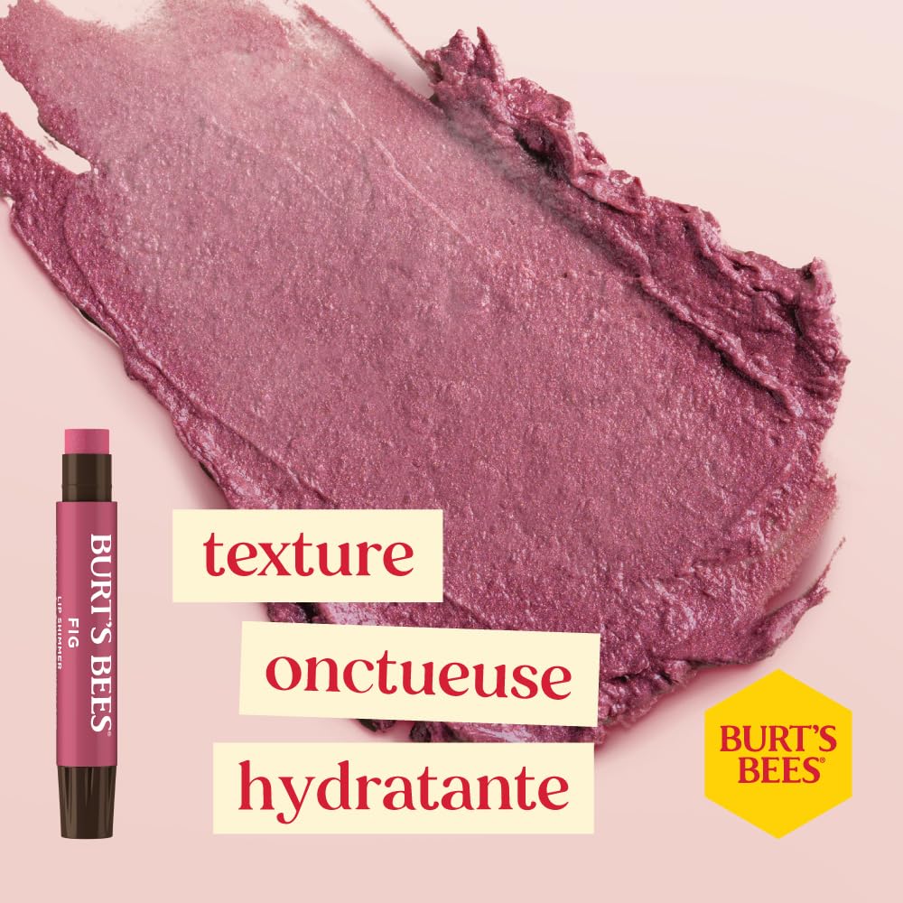 Échantillon teinte rosée Burt's Bees sur lèvres, couleur naturelle.