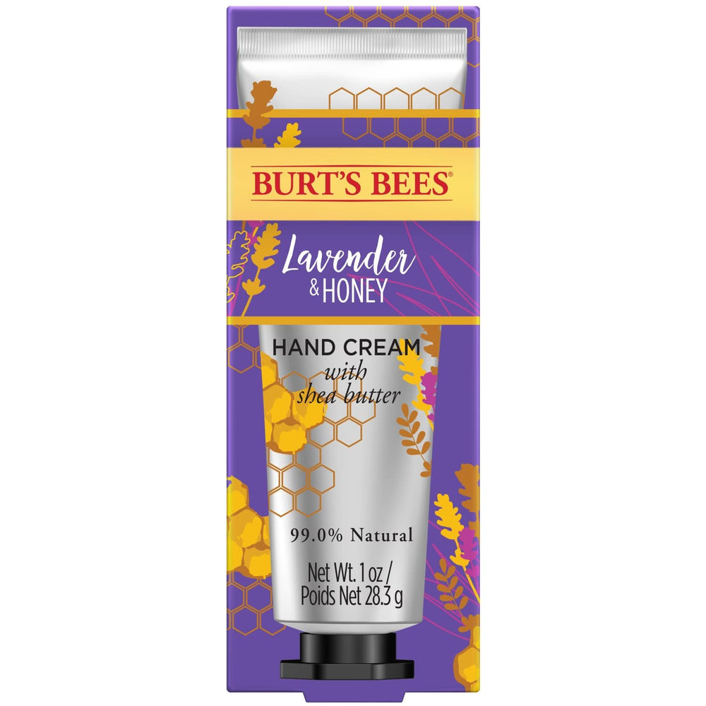 Burts Bees Hand Cream back label highlights shea butter and plant oils