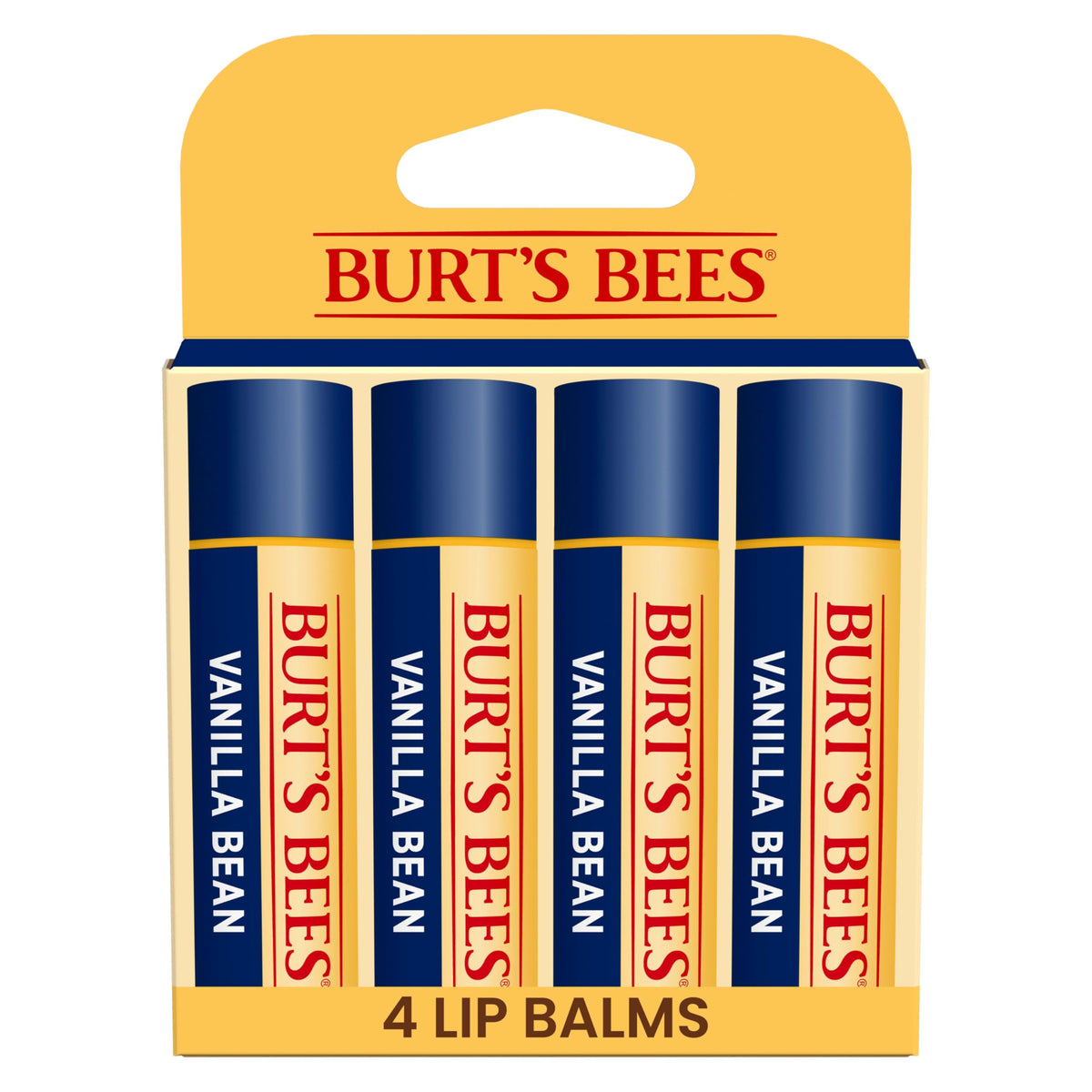 Baume Burt's Bees Vanille – tube: hydratation durable pour lèvres sèches.