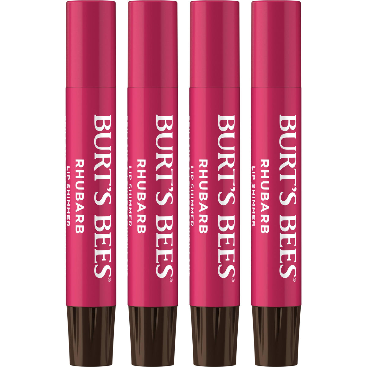 Burt's Bees Lip Shimmer Rhubarb emballage lumineux prêt à offrir.