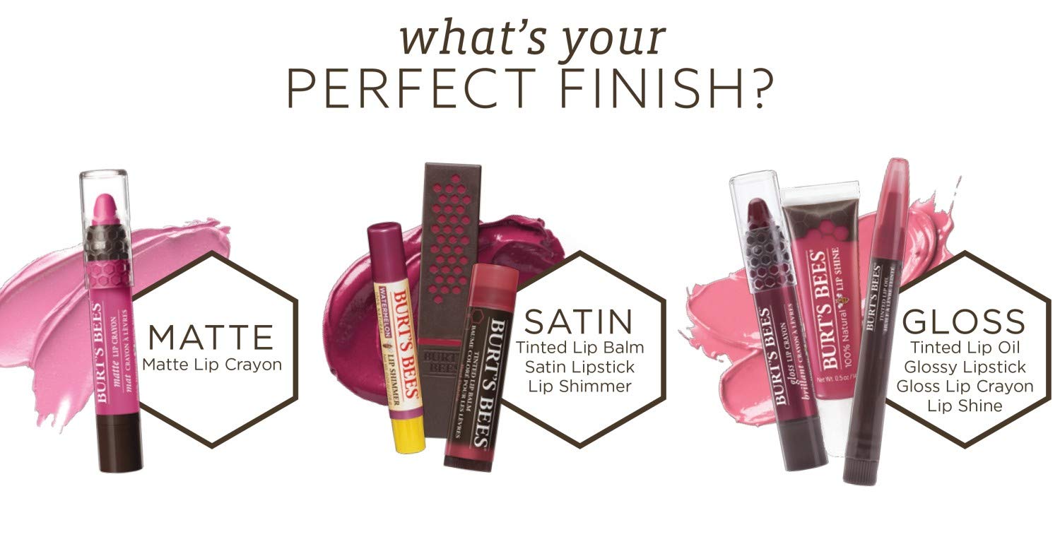 Burt's Bees Lip Shine Spontanéité — cire d'abeille nourrissante pour lèvres sèches.