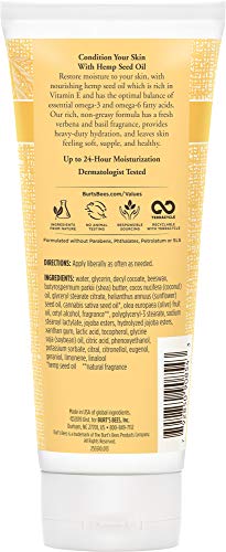 Lotion Burt's Bees chanvre, texture non grasse idéale pour une application quotidienne