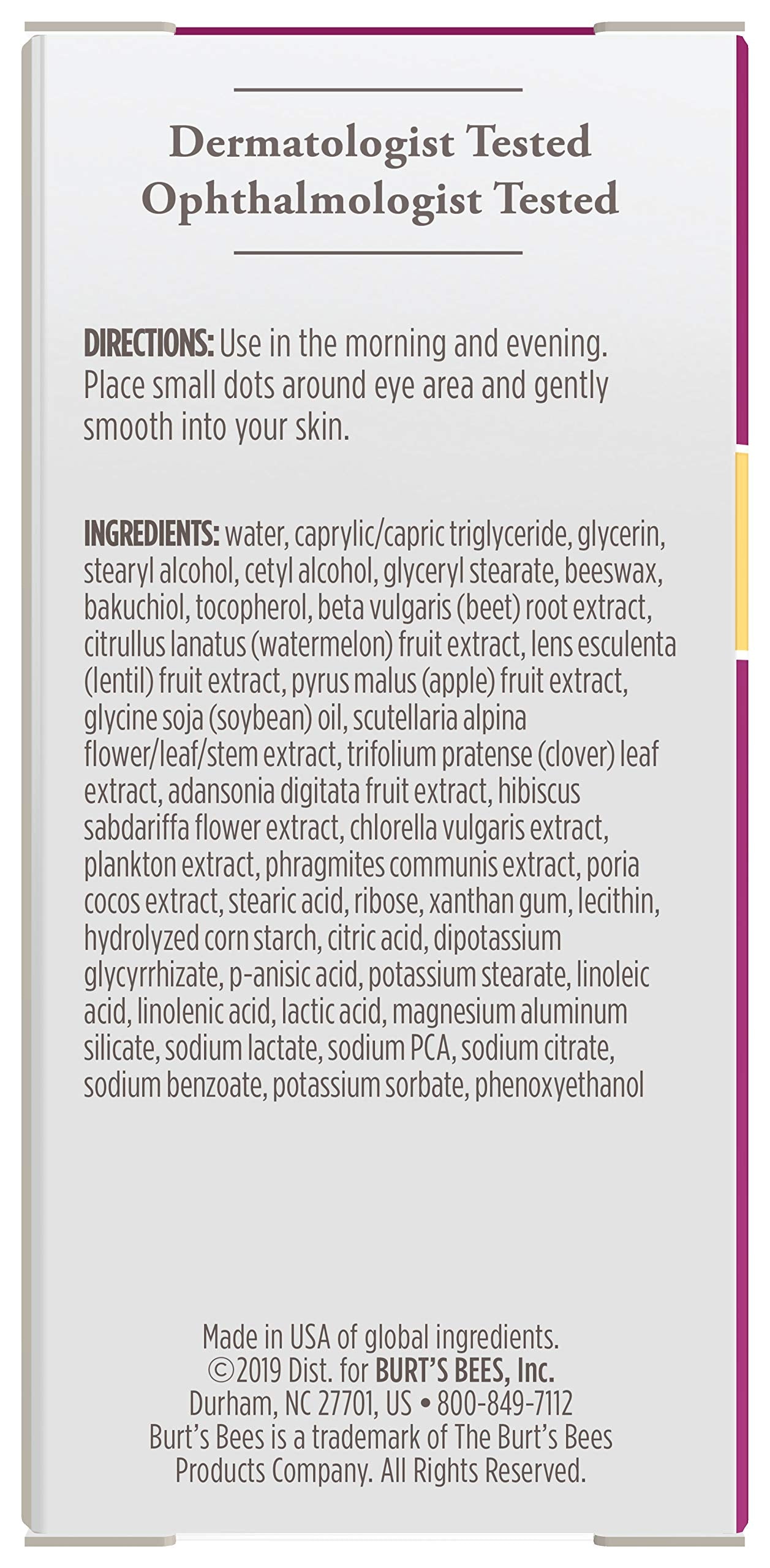 Hydratation en profondeur du contour des yeux avec Burt's Bees Renewal.