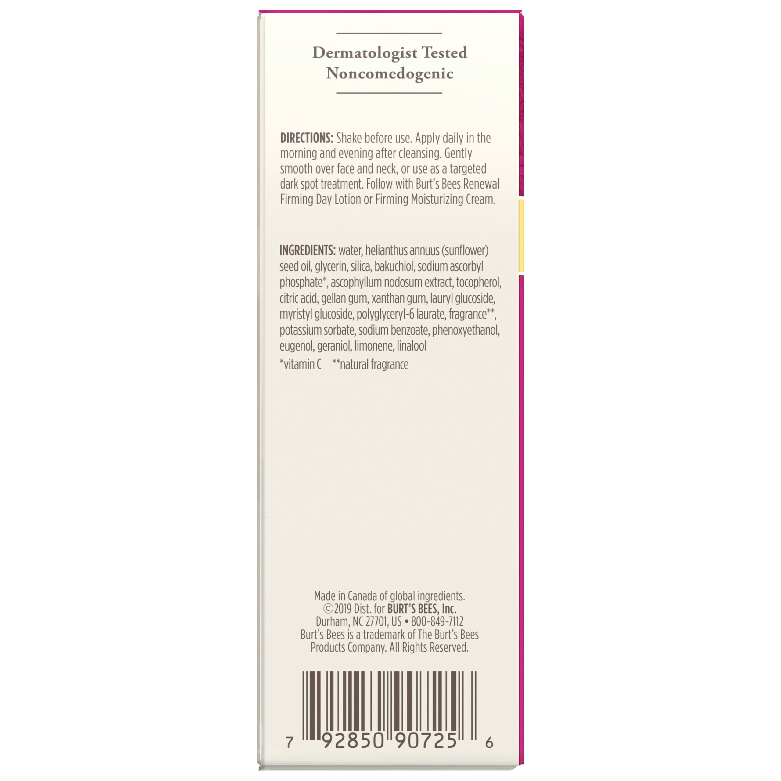 Burt's Bees Renewal soin visage 98-6 origine naturelle : certifié cruauté-free