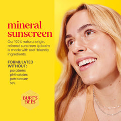 Application shot of Burt's Bees SPF 30 lip balm gliding smoothly.
