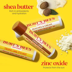Close-up of Burt's Bees lip balm tube highlighting creamy texture and moisturizing feel.