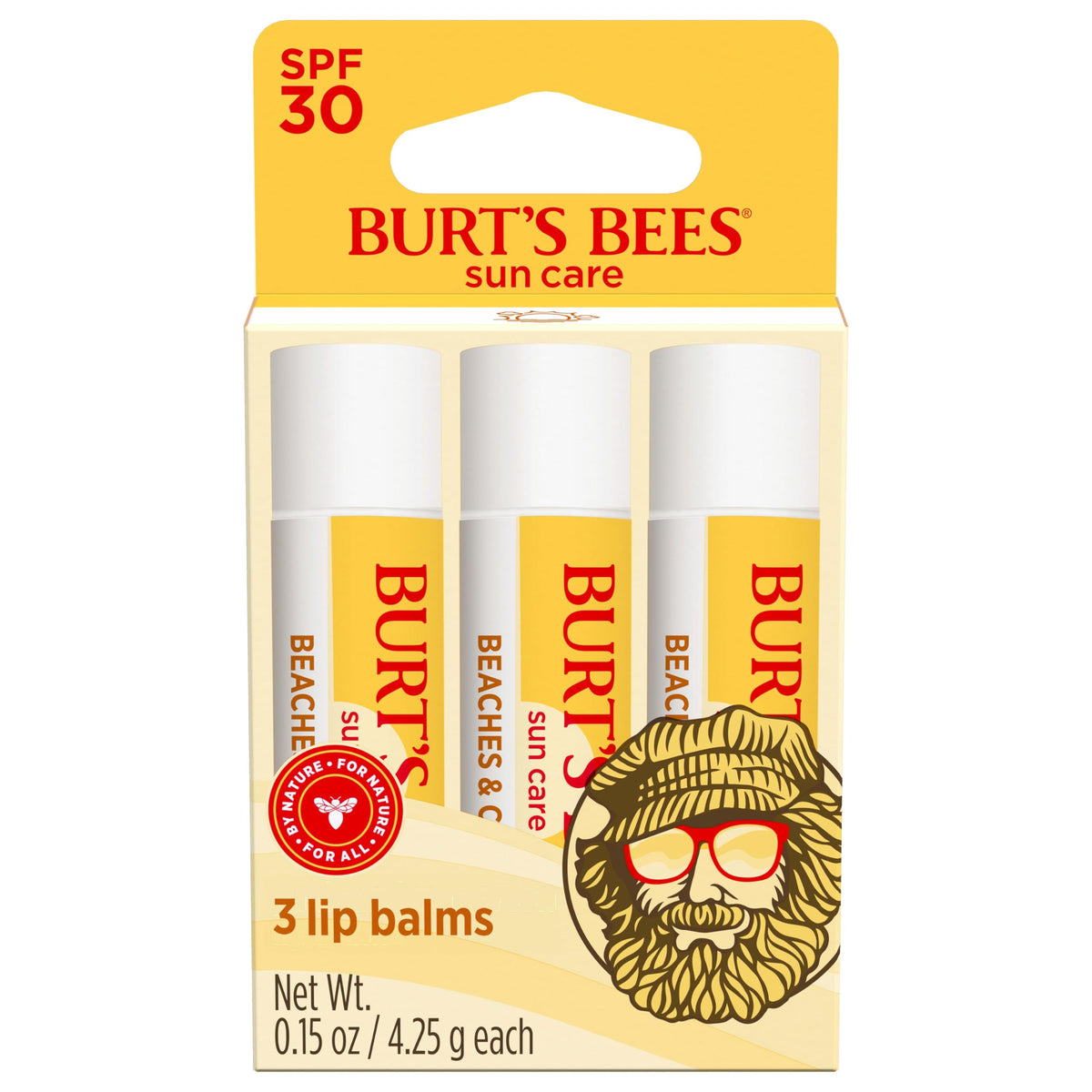 Burt's Bees Beaches and Cream SPF 30 lip balm tubes offer sun protection and hydration.