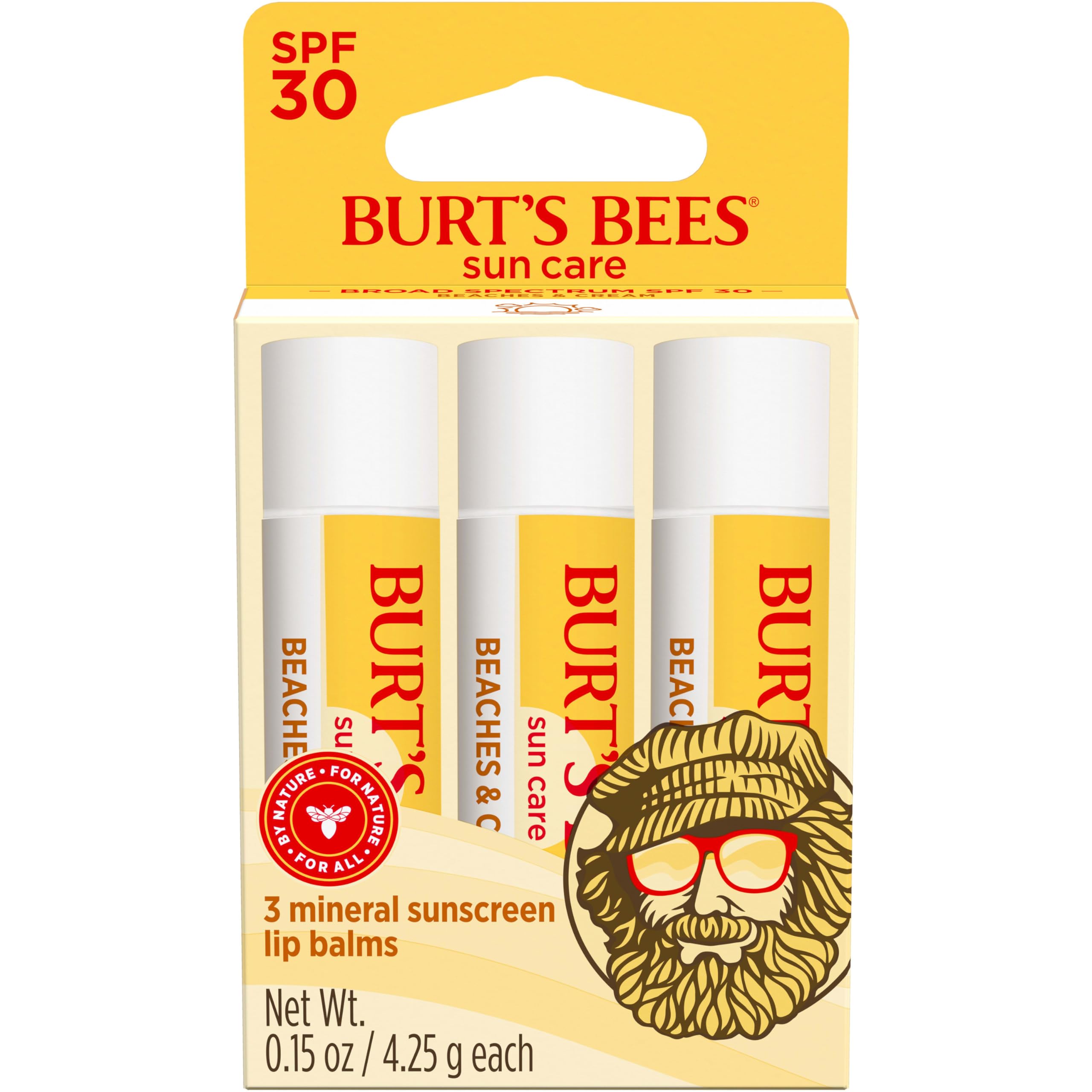 Banana leaf and vanilla scented Burt's Bees lip balm close-up.