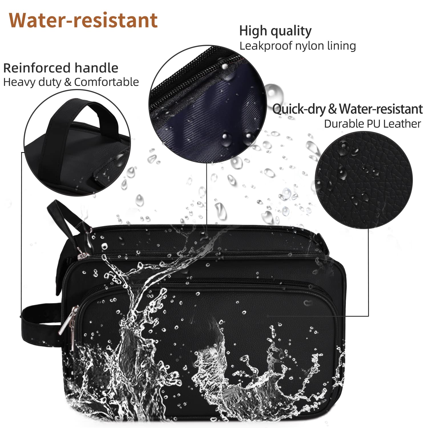 Buruis grande trousse de toilette: poignée en cuir pour un transport facile