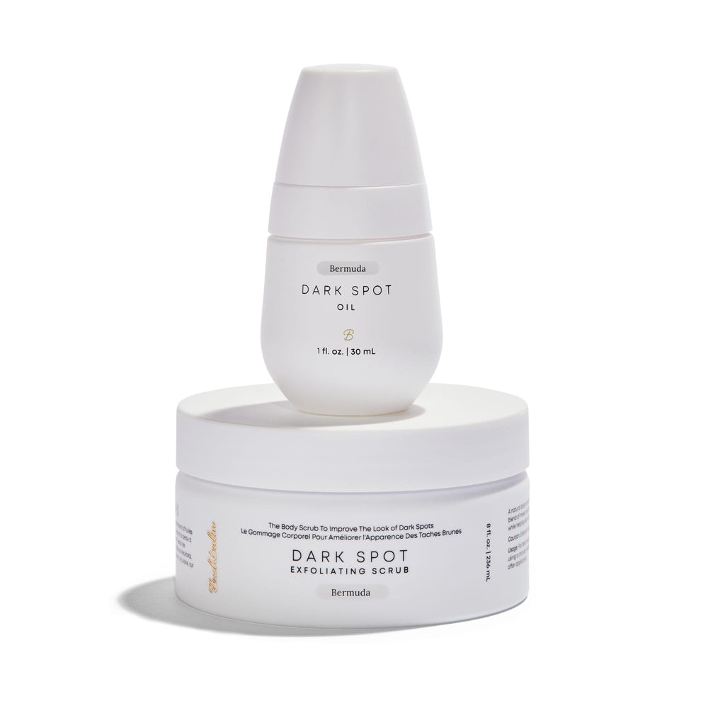 Bushbalm Bermuda huile-taches-sombres 30 ml, flacon pratique pour nourrir et éclaircir les zones concernées.