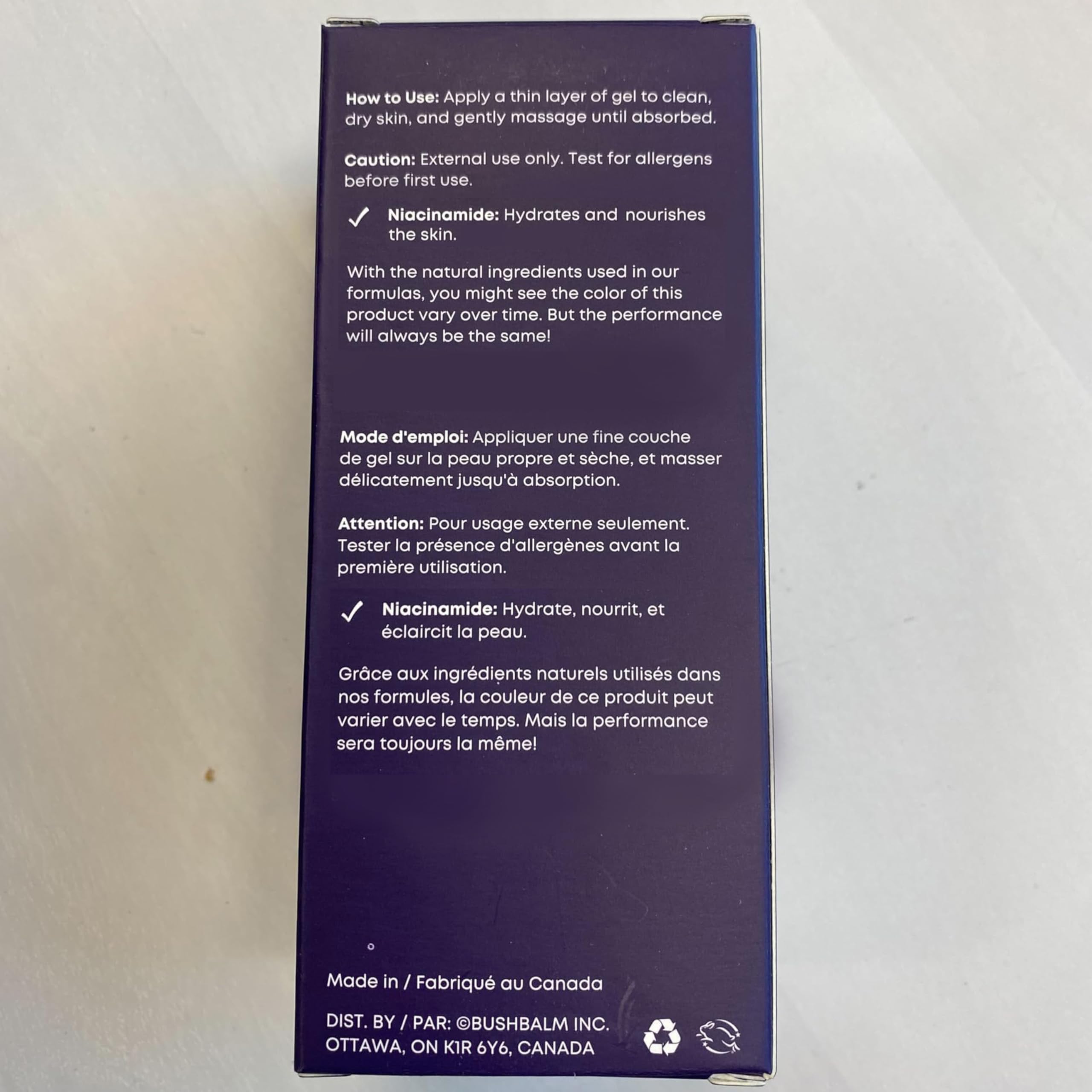 Soin ligne bikini Bushbalm; soin ciblé pour zones sensibles et éclaircissement progressif.