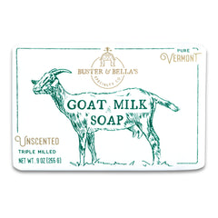 Savon Buster & Bella's au lait de chèvre, triple-moulage pour une longue durée.