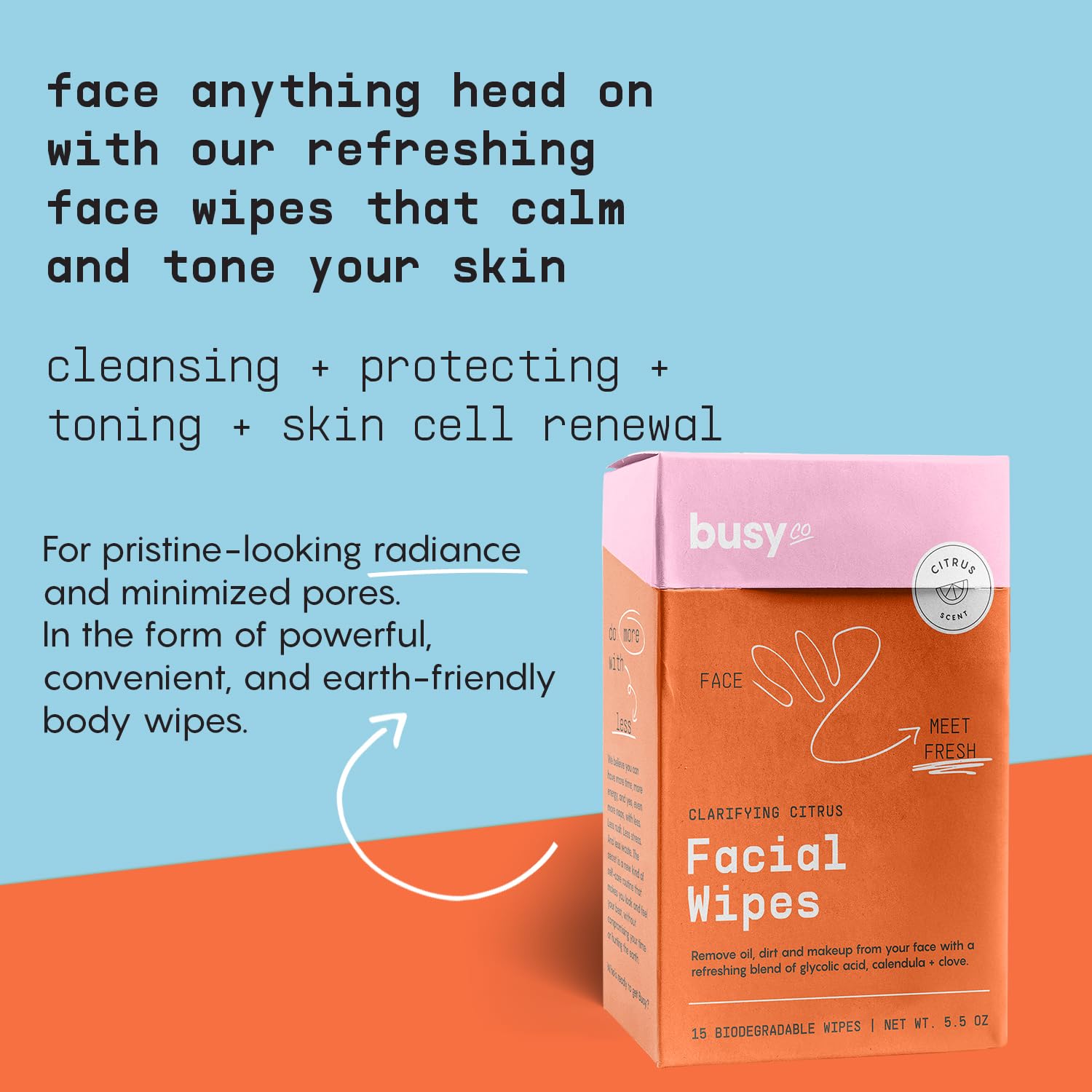 BusyCo Refresh Lingette voyage en sachet, nettoie rapidement.