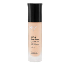 Fond de teint BUTO Boots No7 Lift et Luminate, Beige Chaud, SPF 15 et anti-rides.