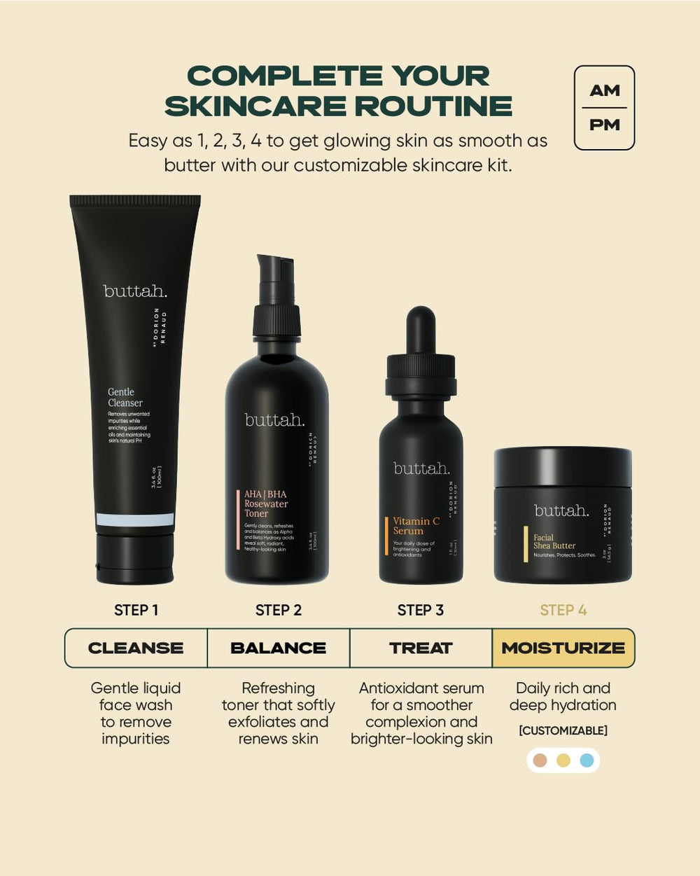 Buttah Beurre karité visage – tous types de peau: convient à tous les tons.