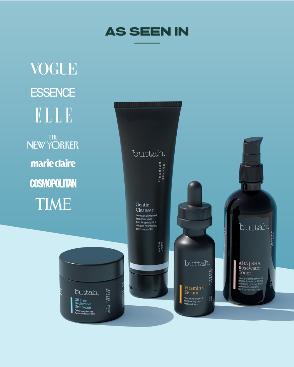 Buttah Kit d'emballage: présentation soignée pour routine beauté.
