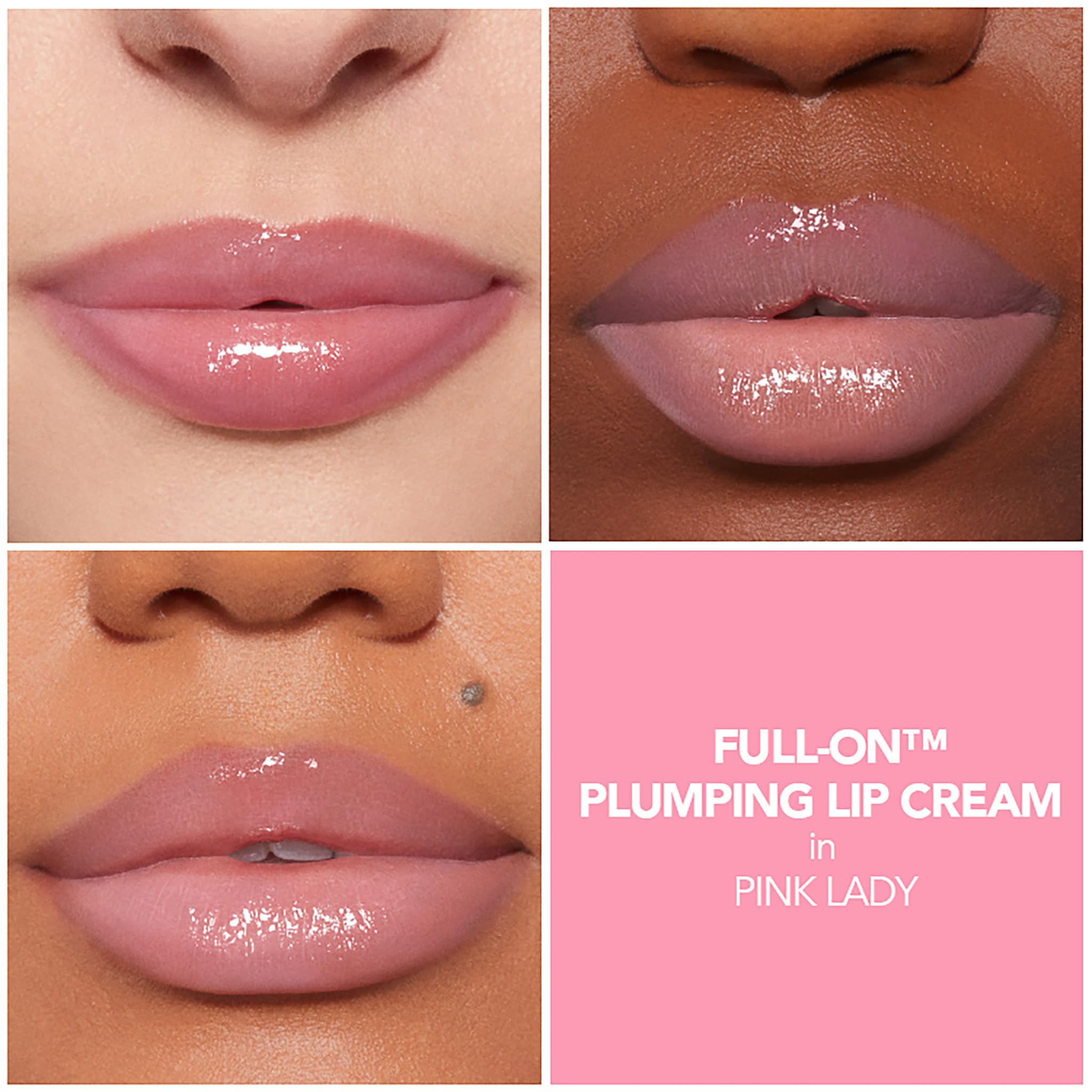 Buxom Full-On Lip Cream Pink Lady – texture crème sans scintillement.