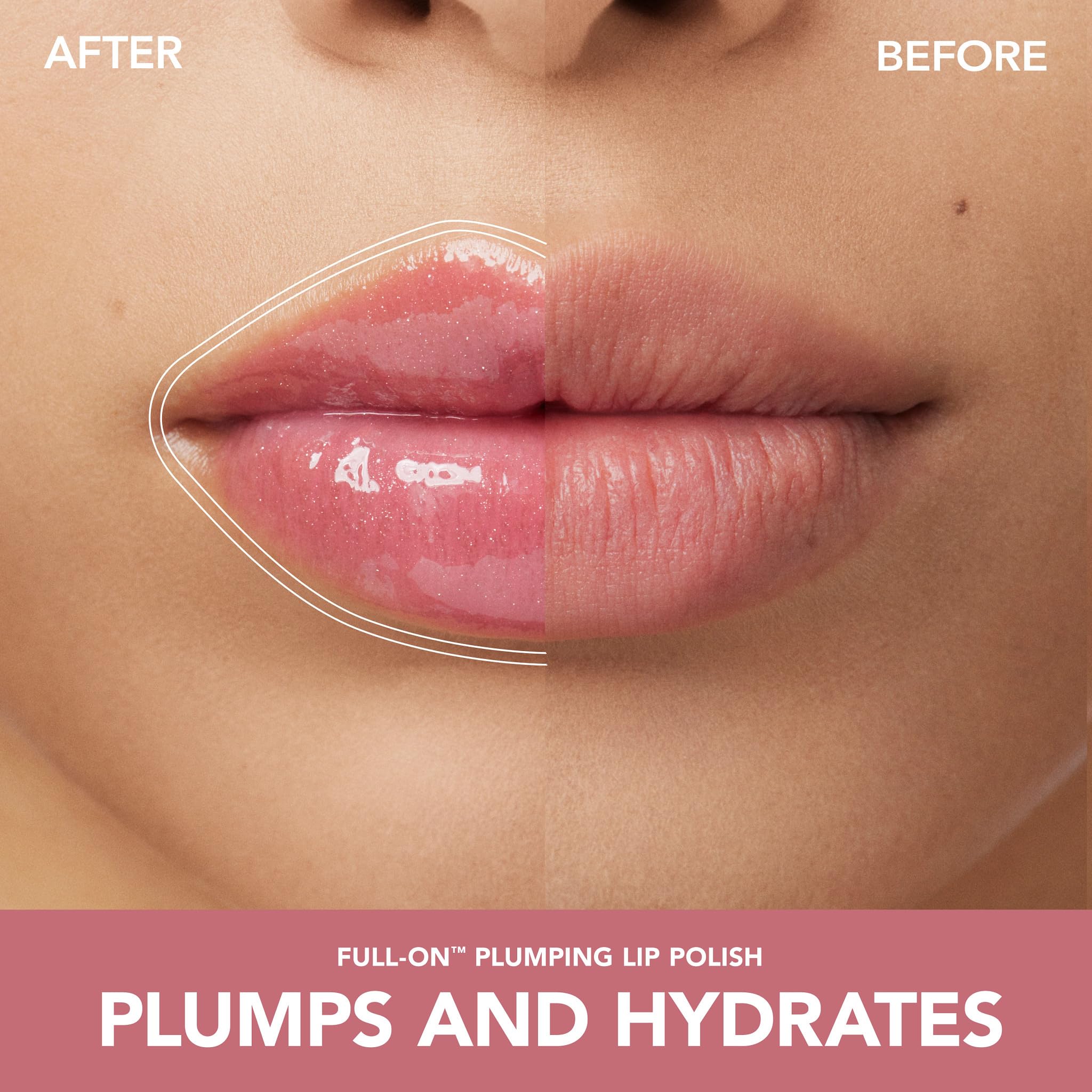 Gloss Buxom framboise-rose-or-dore, application lisse et teint uniforme.