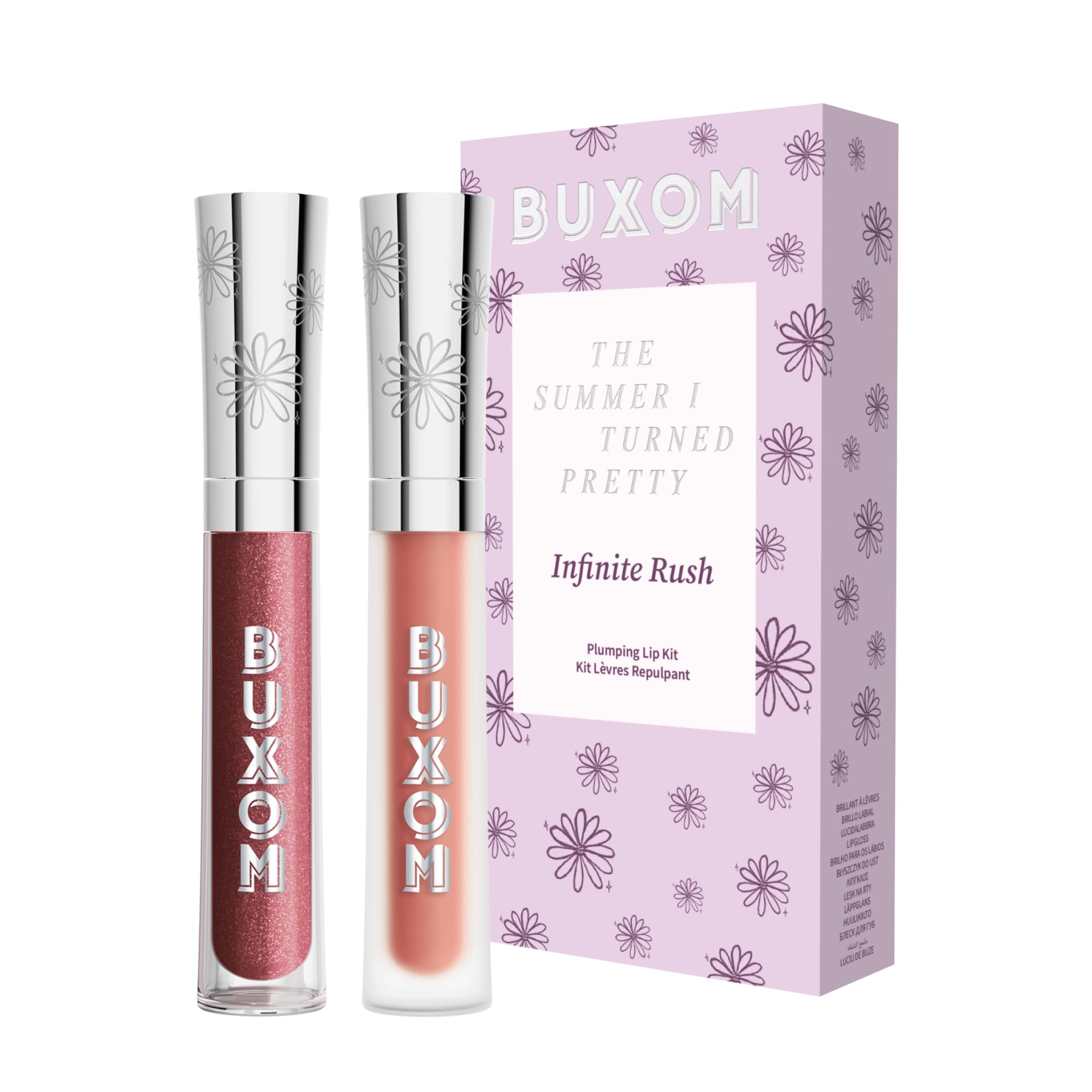 Kit Buxom Infini Rush – emballage élégant, aperçu coffret lèvres.