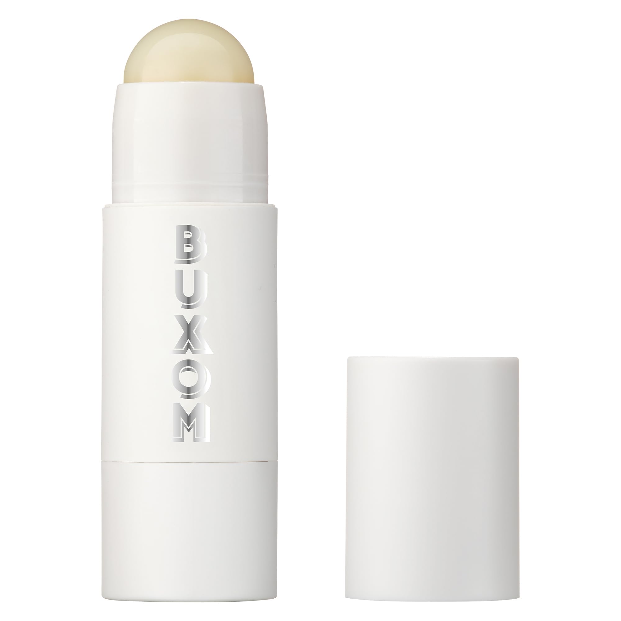 Buxom Power-Full Lip Balm, bouteille claire, brillance naturelle pour lèvres hydratées.